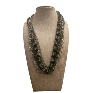 Elegant Black and Silver Layered Necklace